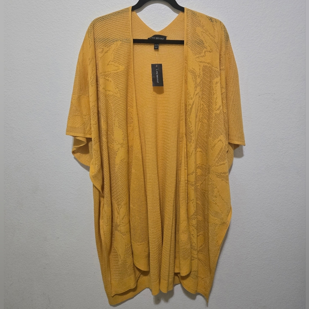 LANE BRYANT Mustard Yellow Open-Front Kimono Duster Size 14/20 - Picture 6 of 14
